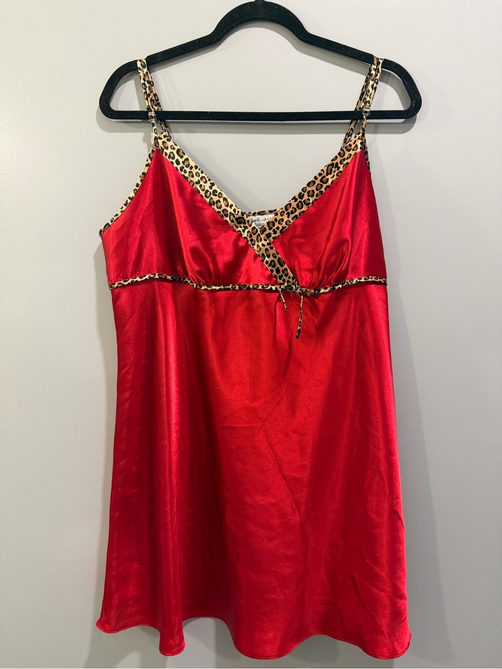 Morgan Taylor Intimates Red Cheetah Print Detail Bow Detail Slip Dress Size XXL
